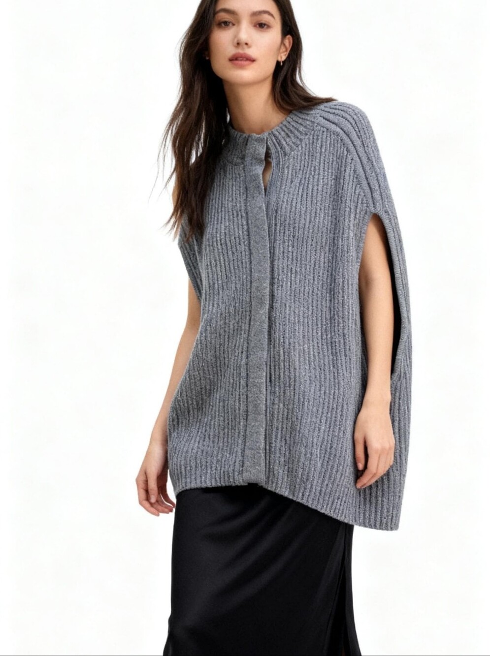 COS Wool Blend Sleeveless Button-Down Gray Cardigan Size L